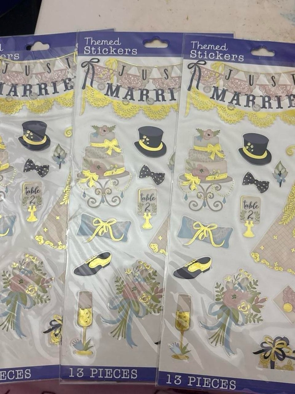 Themed Wedding Stickers - Yellow & Gold Accents
